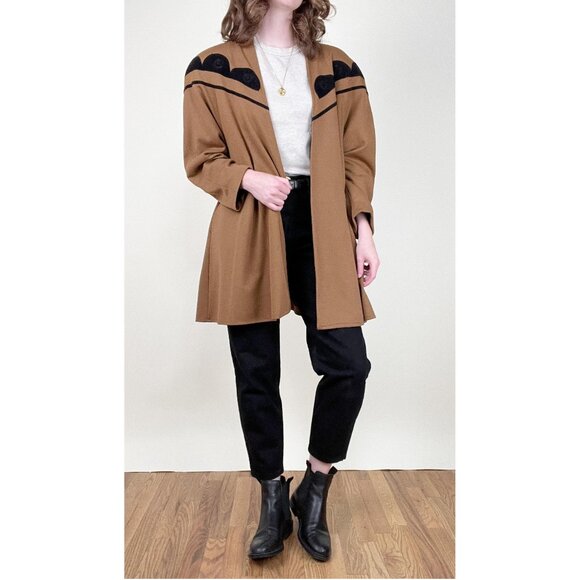 Vintage Wool Oversized Jacket Coat Tench Peacoat Preppy Eclectic Grandma 80s 90s - Picture 11 of 11